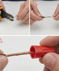 Super Cool 200Pcs Colorful Wire Nuts Kit P1 To P6 Twist Terminals For Quick Electrical Splices With Durable Nylon Housing And Strong Internal Copper Spring For Pro Grade Connections, red wire nut on stripped copper wire