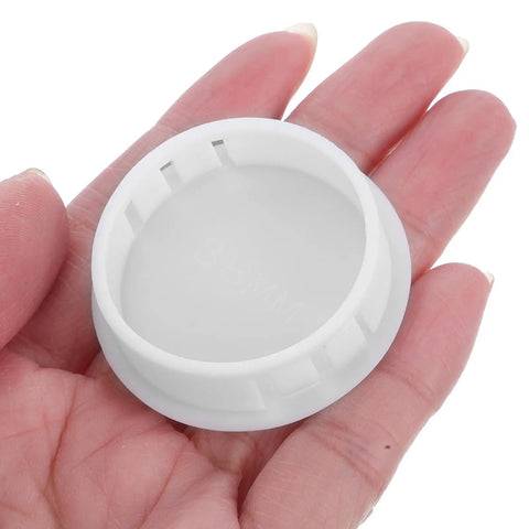 Snap In Locking Caps For Easy, No Fuss Install On Kitchen Cabinets And Furniture, White Plastic Round Hole Plugs 50mm in hand view