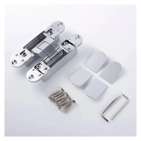 Invisible Hinge 180 Degree Zinc Alloy Hidden Folding Door Hinge Cross for Frameless Interiors Ultra Low Profile Door Hardware