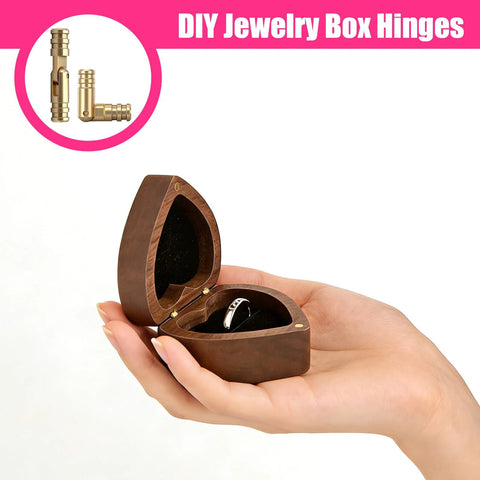 Hand holding small wooden box using 25 Piece Brass Hidden Cylinder Hinges Kit With Drill Locator And L Shaped Hex Wrench For DIY Woodworking Crafts Jewelry Boxes Small Boxes Cabinets 135 Degree Folding Mini Barrel Hinges For Wooden Cases 0.15x0.78 In.