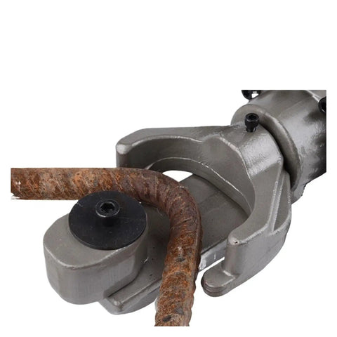 Heavy Duty Hydraulic Rebar Cutter Tool Electric Steel Bar Bender For Small Portable Threading Pipes Rb16 Model cutting rebar close-up.