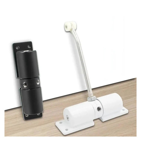 Heavy Duty Surface Mounted Automatic Door Closer For Indoor And Outdoor White Doors Easy Install Adjustable Spring Tension