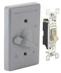 Toggle Single Pole 125V 10A Switch For 1-Gang Gray Electrical Box Rugged Metal Construction With Powder Coat Finish Weather-Resistant