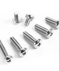 8 Piece Replacement Screw Set For 10x10 Pop Up Canopy Tents And Patio Shelters, stainless Phillips screws on white background