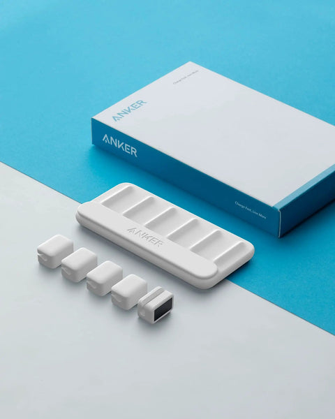 Magnetic Cable Organizer With Five Clips For Lightning USB C Micro USB And Other Wires Sticks To Wood Marble Metal Or Glass