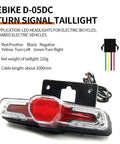 Electric Bicycle Headlight And Tail Light Horn Switch Cable Parts Rubber Ebike Accessories Replacement Kit, red and black taillight