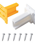 Rock Solid One Inch C Shaped Drawer Slide Socket Set with yellow and white sockets and screws for RV camper cabinet upgrades.
