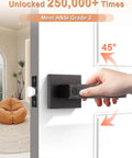 Person using 8 Pack Oil Rubbed Bronze Privacy Door Handles For Interior Doors Vintage Square Levers in living room.