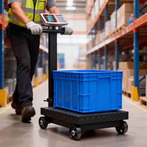 660lb Heavy Duty Floor Platform Scale With Wheels Workhorse Digital Scale For Weighing Luggage And Packages LB KG Calculator