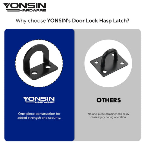 Built Tough 4 Inch Door Padlock Hasp Latch In Genuine 304 Stainless Steel With Sleek Matte Black Finish for security and strength.