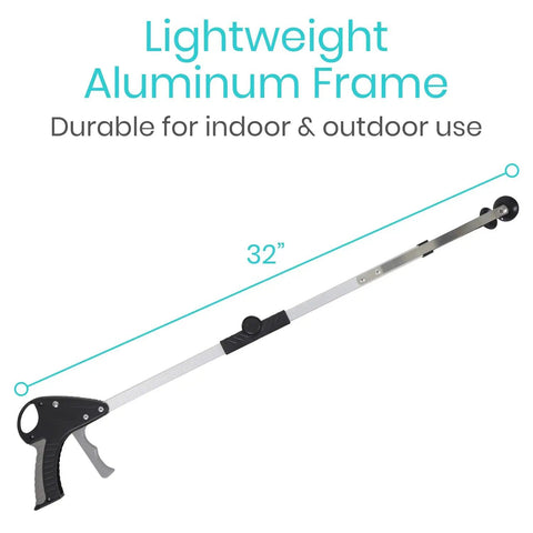 Foldable Suction Reacher Grabber Tool for Seniors and Disabled, 32 Inch Reach, Heavy Duty Picker for Trash, Cups, Behind Furniture and High Shelves, No Bending, Easy Grab Grabber With Folding Design