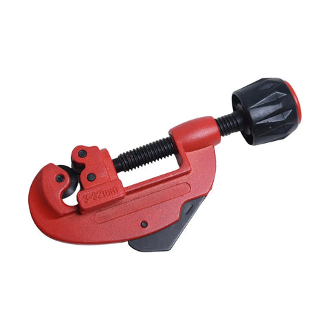 Beefy Duty Pipe Cutter For Copper Brass And Aluminum Tubes 3 To 32 mm Pro Grade Tube Cutting Tool in red with ergonomic grip