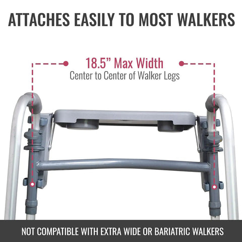 Walker Tray For Rollator And Standard Walkers, Folding Tray Table With Two Cup Holders, Tool Free Assembly, installed on walker