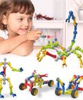 Child engaging with Epic 170 Piece STEM Building Toys Kit For Kids Aged 4 8 With 6 Color Tools And 20 Wheels Educational Construction Set