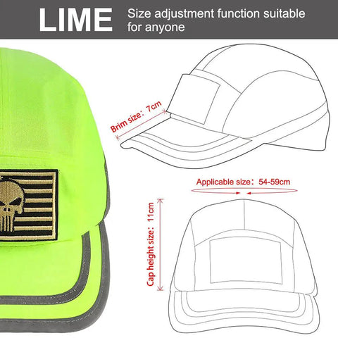 Bump Cap Navy Blue Lime Classic Baseball Hat Style Lightweight Breathable Head Protection Cap for adults, detailed view