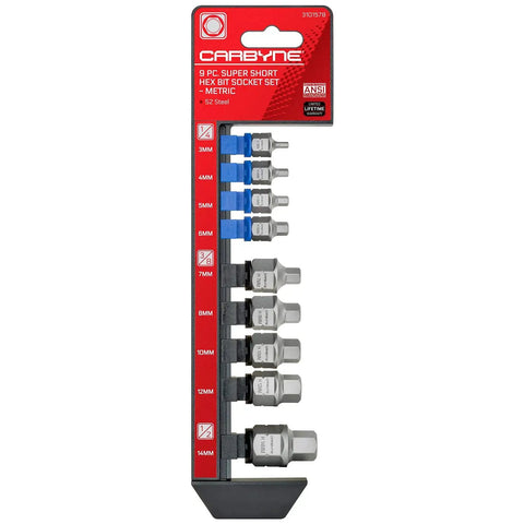 Nine Piece Metric Stubby Hex Socket Set With Low Profile Bits 3Mm To 14Mm S2 Steel Dual Drive For Cramped Engine Bays