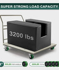 Heavy duty cart with Beefy 4 Inch Polyurethane On Cast Iron Wheel Caster Set With Half Inch Bore, 3200 lb capacity, 4 pack.
