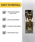 Heavy Duty Steel Sliding Screen Door Rollers Replacement Pack For M-Shaped Rollers With 1-3/4 Inch V Style Off-Set Bend Tension Spring