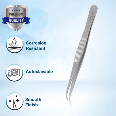 High Precision 6 Inch Tweezers With Curved Point Forceps Stainless Steel For Delicate Handling And Precision Work Anti Glare Finish Durable Nonstick Tips Easy Squeeze Medical Grade Tools, curved tip