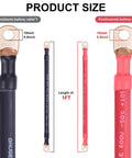 2/0 AWG Battery Cable Set 1 Ft Red And Black Copper Welding Cables Built Tough With 3 By 8 Inch Lug Terminals For Solar Inverter RV Boat Marine Automotive Replacement Parts, 1 ft lead size