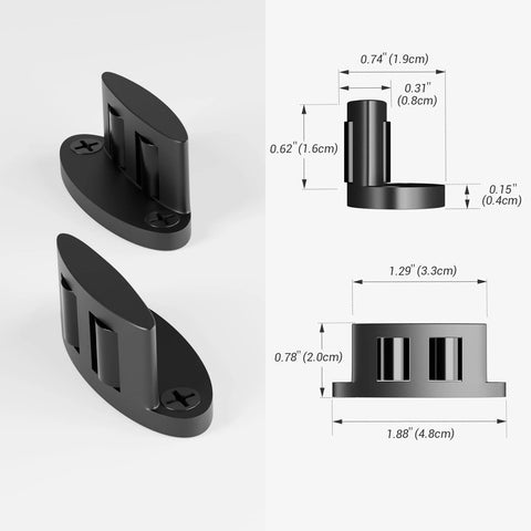 Sliding Barn Door Floor Guide With Adjustable Rollers, Double-Sided Bearing Design, Floor Mounted Black Finish, dimensions shown