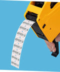 Yellow price marker machine with Pricing Label Stickers Paper in Bulk 10 Rolls 4000pcs Adhesive Retail Price Tags dispensing in blue background