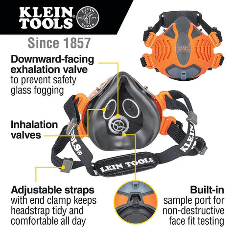 Reusable P100 Half Mask Respirator With Replaceable Filters For Dust Metal Fumes And Oil Mist, details and features highlighted
