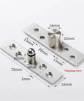 Beefy 360 Degree Rotation Door Pivot Hinge Stainless Steel Concealed Revolving Furniture Hardware 75x18x3mm Heavy Duty Swing Gate Hinge for Doors Cabinets and Furniture, silver 75x18x3mm hinge