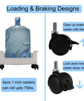 Pndbnq 4pcs 1-inch swivel caster wheels with locking brakes on a white plastic rolling cart; open/locked brake.