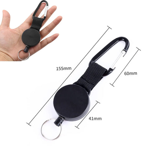 Heavy Duty Retractable Ham Radio Microphone Holder For Car Use With 25 Inch Steel Cable Two Pack shown with dimensions