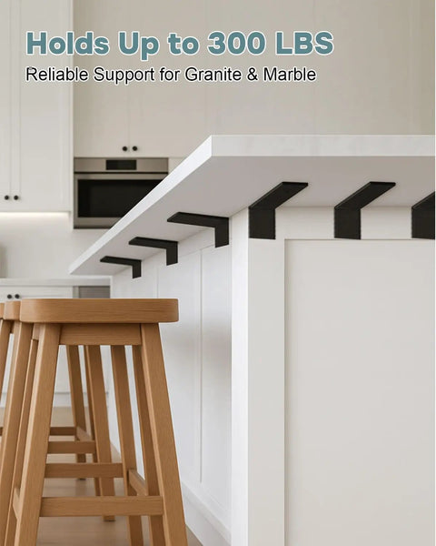 Rock Solid Heavy Duty Countertop Support Brackets 3 Pack With Screws, 10 Inch Hidden Steel Shelf Braces For Granite Quartz Wood Counters, Freakishly Sturdy With Zero Sweat Setup under kitchen countertop.