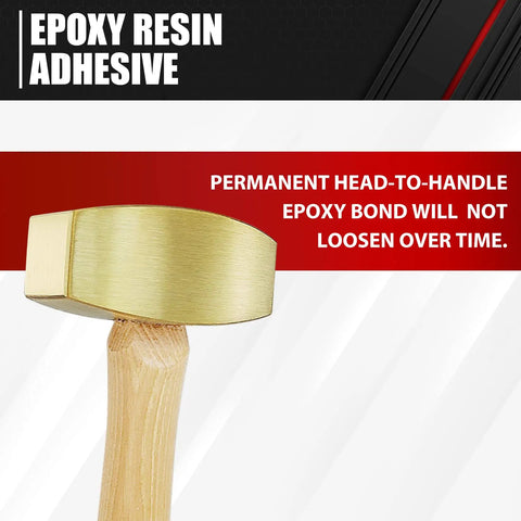 Solid Brass Non-Sparking Hammer With Hickory Handle Two-Pound Non-Marring Tool For Delicate Metalwork And Auto Jobs