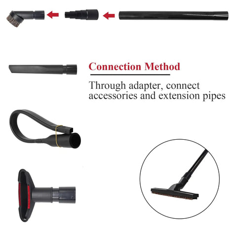Comprehensive Vacuum Attachments Kit One And A Quarter Inch Nine Piece Set with brush, nozzle, adapter, and extension for connection