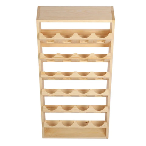 Image of a Six Tier Wall Mount Spray Paint Can Rack Organizer for garage and workshop, holds 24 cans, made of durable pine wood.