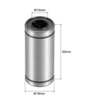 LM10LUU linear bearings set 10mm bore, 19mm OD, 55mm length, durable and high precision guide for CNC machines and 3D printers.