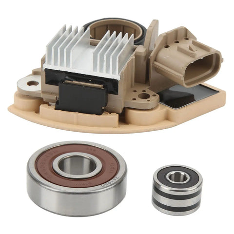 Heavy Duty Alternator Rebuild Kit With Aluminum Alloy Voltage Regulator And Replacement Brushes For Nissan Murano Quest Altima Maxima showing voltage regulator and bearings.