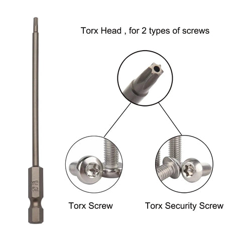Kickass 11 Piece Security Torx Bit Set Hardened S2 Steel showing T6 to T40 Torx head for standard and security screws.