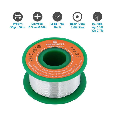 Ultra Thin 0.3mm Solder Wire For Precision Electronics Soldering Rosin Core Lead Free No Clean Sn99 Ag0.3 Cu0.7 Alloy Fast Melting RoHS 30g spool