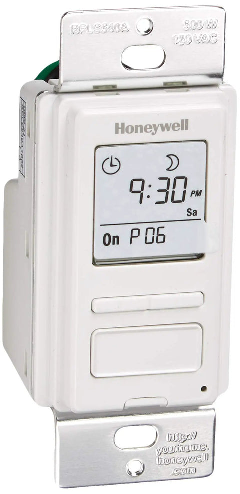 Programmable Timer Switch For Incandescent And Halogen Lighting With 40 To 500 Watts 120 Volt 60 Hz Power, front view