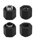 Router Collet Kit Replacement 1 Quarter Inch And 1 Half Inch Fits 1613 1617 1618 1619 Series Routers shown in four angles.