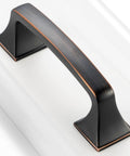 10 Pack 3 Inch Oil Rubbed Bronze Drawer Pulls Brushed Bronze Cabinet Handles on white cupboard