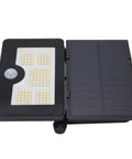 GOWENIC Solar Powered Floodlight, 4 Lighting Modes, Foldable 180 Degree, showcasing LED panel and solar charging surface