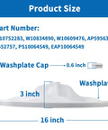 Side view of Washer Wash Plate Replacement For Front Load Washers Durable White Part W10752283 with dimensions.