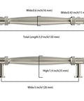 Dimensions diagram of 10 Pack 5 Inch Brushed Satin Nickel Cabinet Handles for Kitchen Cabinets and Drawers, Durable Cabinet Pulls.