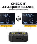 30A PWM Solar Charge Controller For 12V/24V Systems With Backlit Display And USB Port, showing charging voltage and current