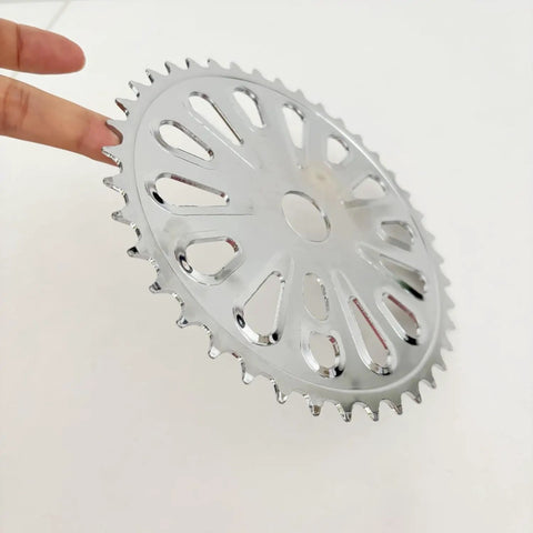 Steel Bicycle Chainring Sprocket For One Piece Cranksets 40T Or 44T Black Finish With 2mm Teeth And Two Point Five Millimeter Thickness Heavy Duty Replacement Fits Half Inch By One Eighth Inch Chain For 2 Inch Cup Cranks Pteris Style