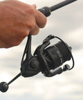 Angler using M1 Spinning Reel For Freshwater Fishing With 9 Plus 1 Ball Bearings 26 Lb Max Drag Five Point Two Gear Ratio