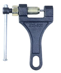 Heavy Duty Chain Breaker Tool For Motorcycle ATV Dirt Pit Bike Go Kart Scooter And Bicycle Chains 420 428 520 525 528 530 Ideal For DIYers And Quick On The Fly Chain Breaks in top view showing parts and size range.