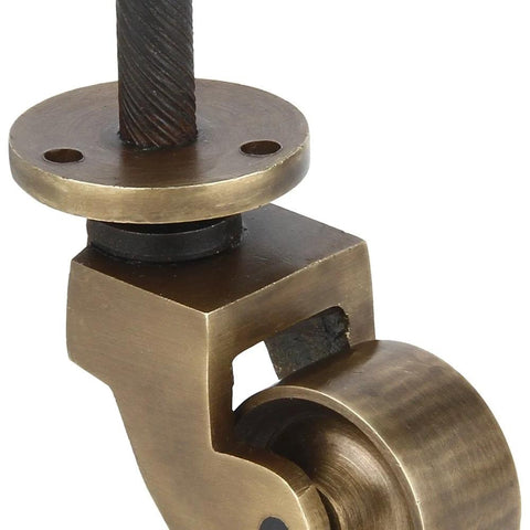 Heavy Duty Brass Stem Casters Set Of 4 With Antique Brass Finish close-up of one caster showing threaded stem and wheel