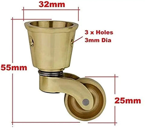 Built Tough Heavy Duty Antique Casters Featuring Sweet Smooth Gliding Solid Brass Wheels And Rock Solid Double Bearings for furniture.